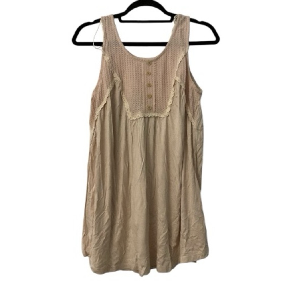 NWT Umgee Sleeveless Beige Crochet linen rayon flowy Tank top Sz S